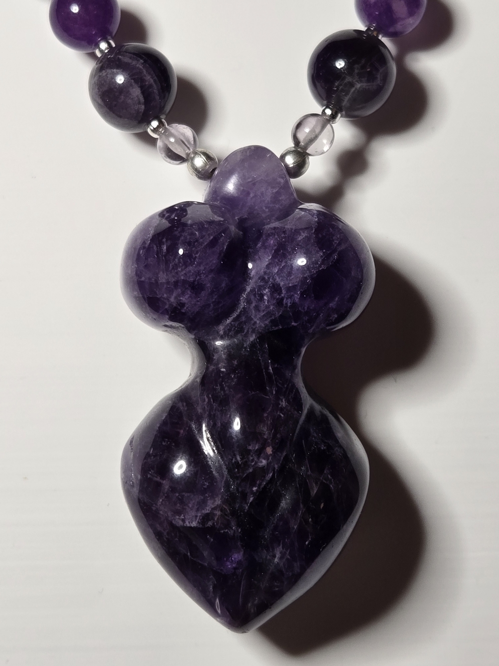 Chevron Purple Amethyst Goddess Pendant Necklace